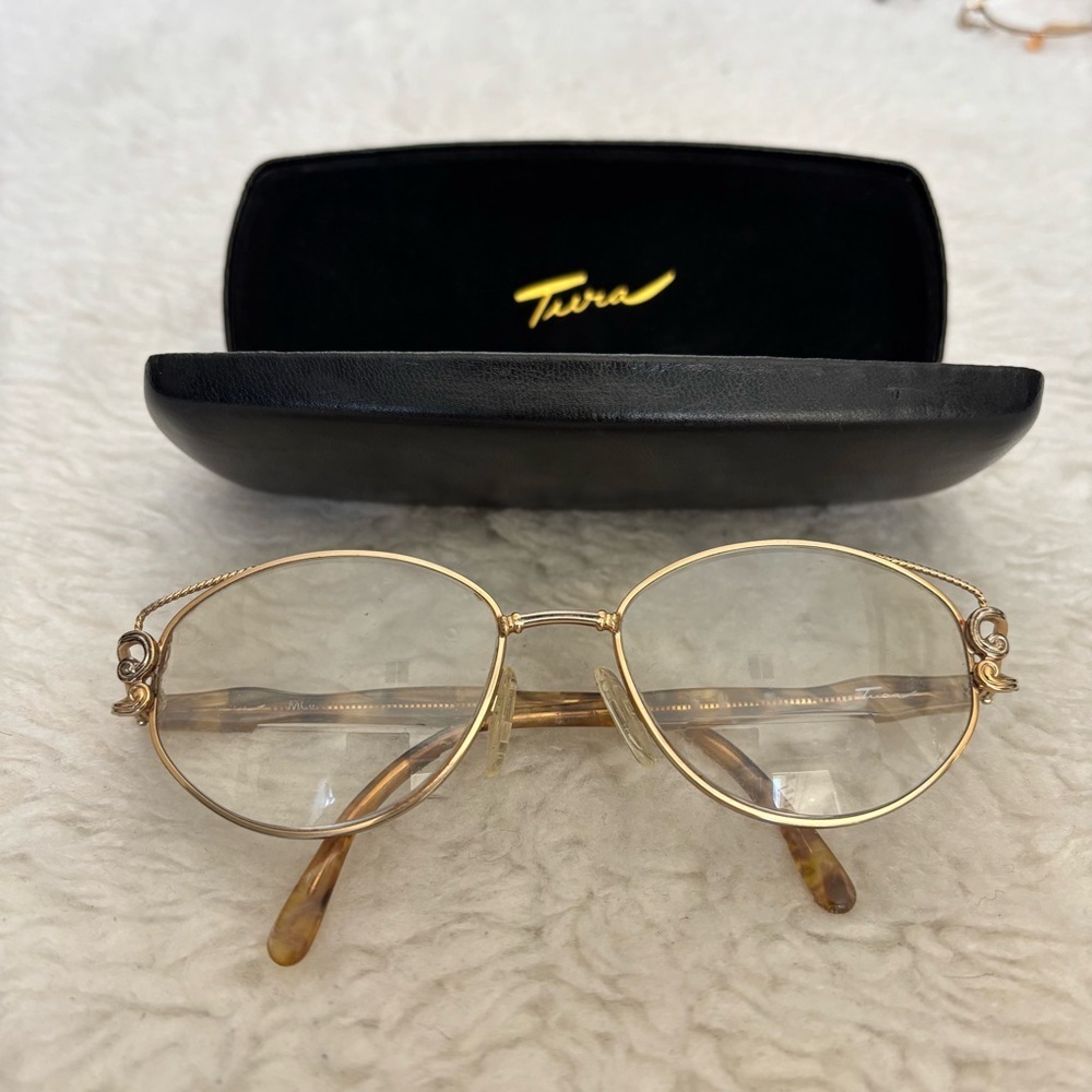 Tura Vintage Gold tone Eyeglasses Frame only w/ Case